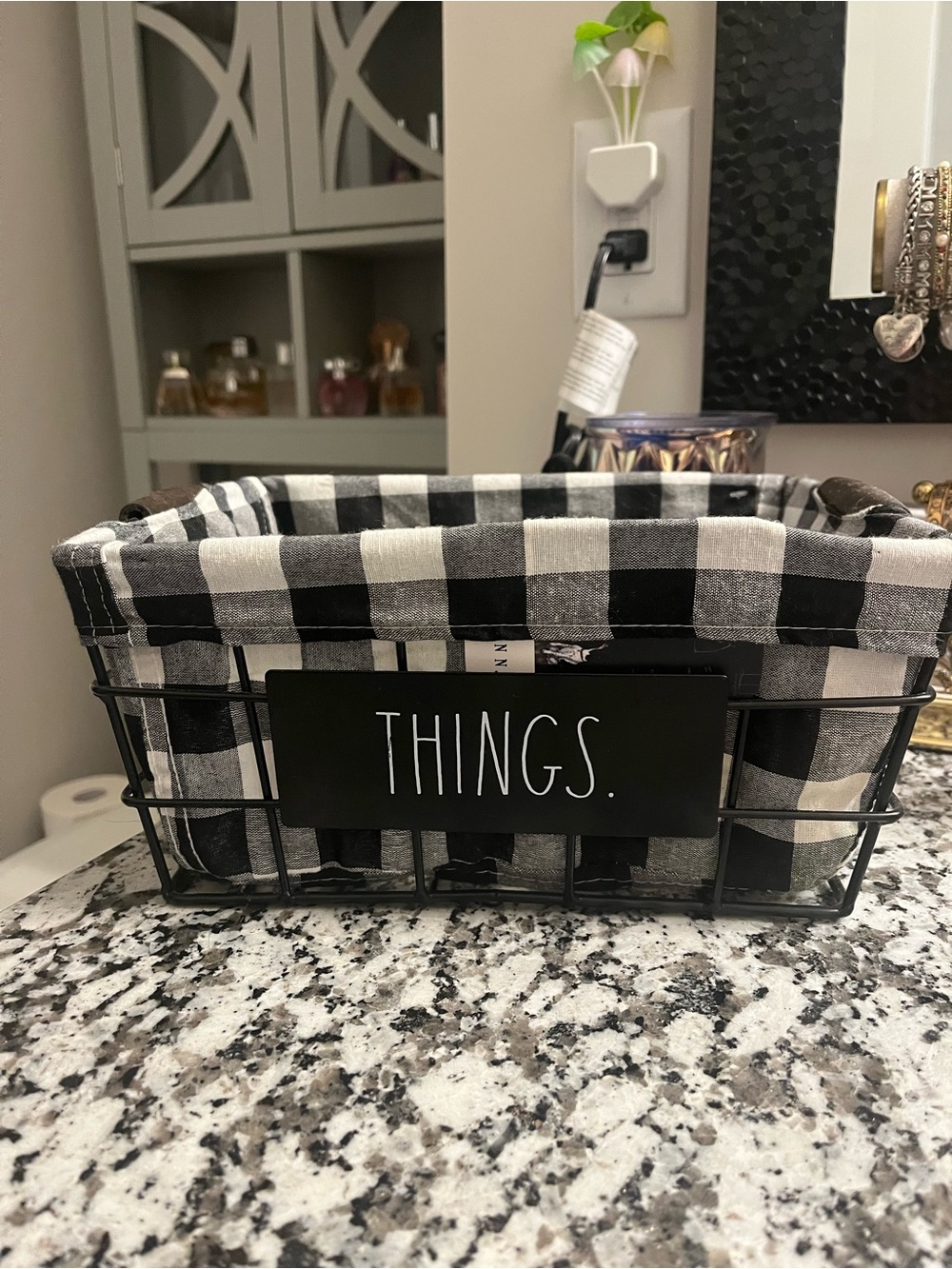 NWT Rae Dunn Black and White Buffalo Check Storage Basket - THINGS.